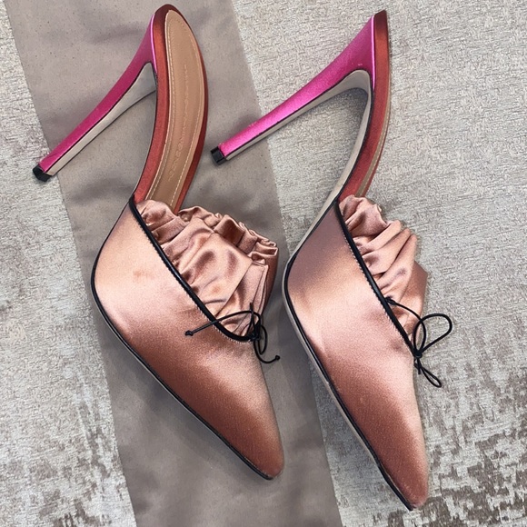 Marco De Vincenzo Satin Ruffle Mules - Picture 6 of 7